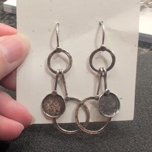 Silpada W1549 sterling hammered oxidized hoops wire earrings